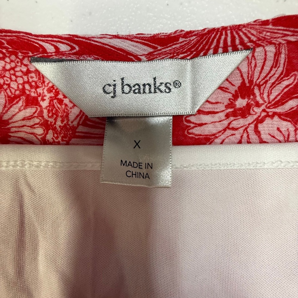 CJ Banks Womens XLFloral Shell Beaded Layered Tank Top Beaded‎ chiffon summer - Picture 4 of 4